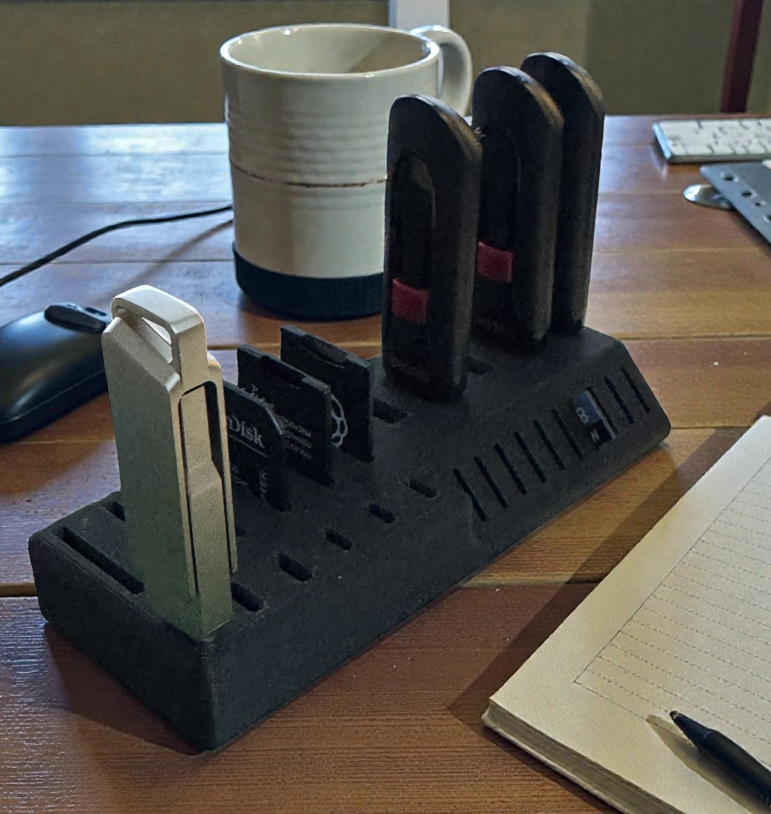 USB and SD Card Holder Desk Tidy, Organizer for Cables & Accessories, Minimalist Storage Solution, Home Office Decor