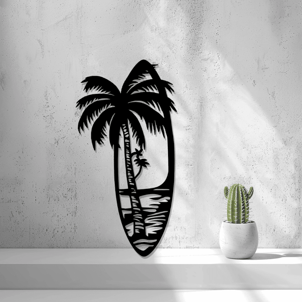 Surfboard Beach Design Wall Art, Unique 3D Printed Surf Decor for Coastal Living Rooms, Ideal Surf Lover Gift - Image 3