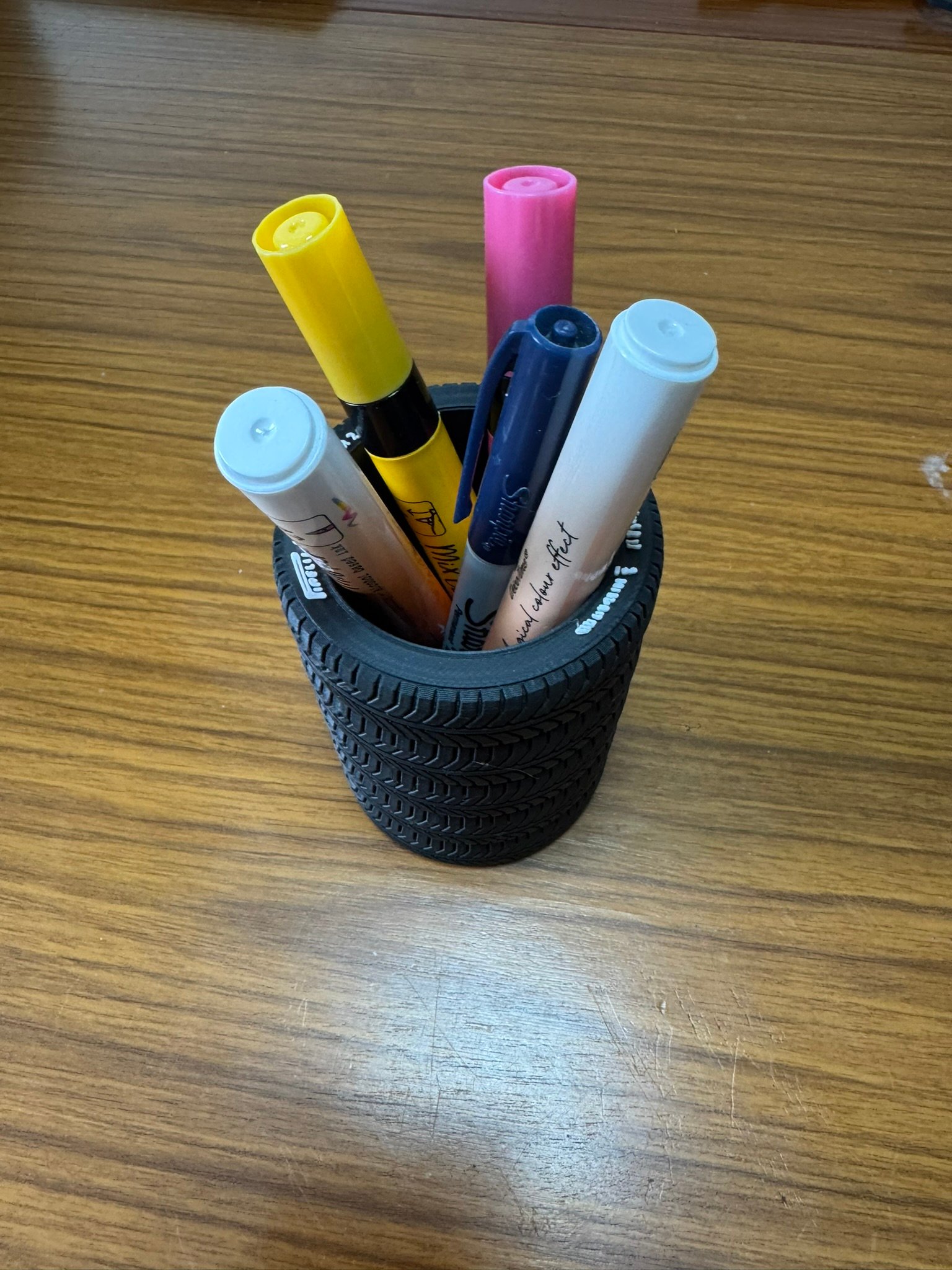 Tire Design Pen Holder 3D Printed Car Lover Desk Decor Stylish Gift for Automotive Fans - Image 3