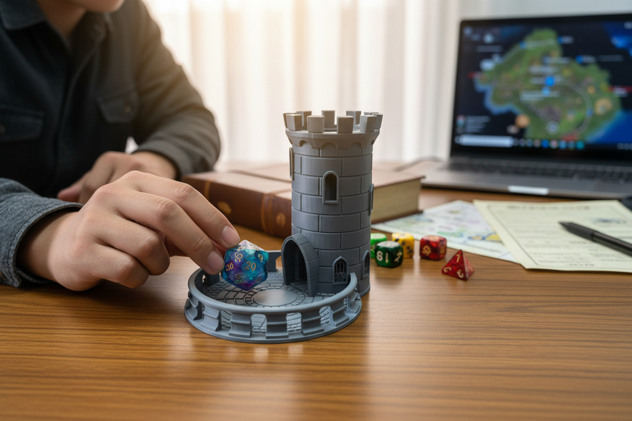 3D Printed Dice Tower, D&D Accessories, Gaming Table Organizer, Perfect Gift for Board Game Enthusiasts