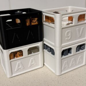 Battery Storage: Functional Stackable Crate, Custom 3D Printed for AA/AAA/9V - Unique Gift for Gadget Enthusiasts
